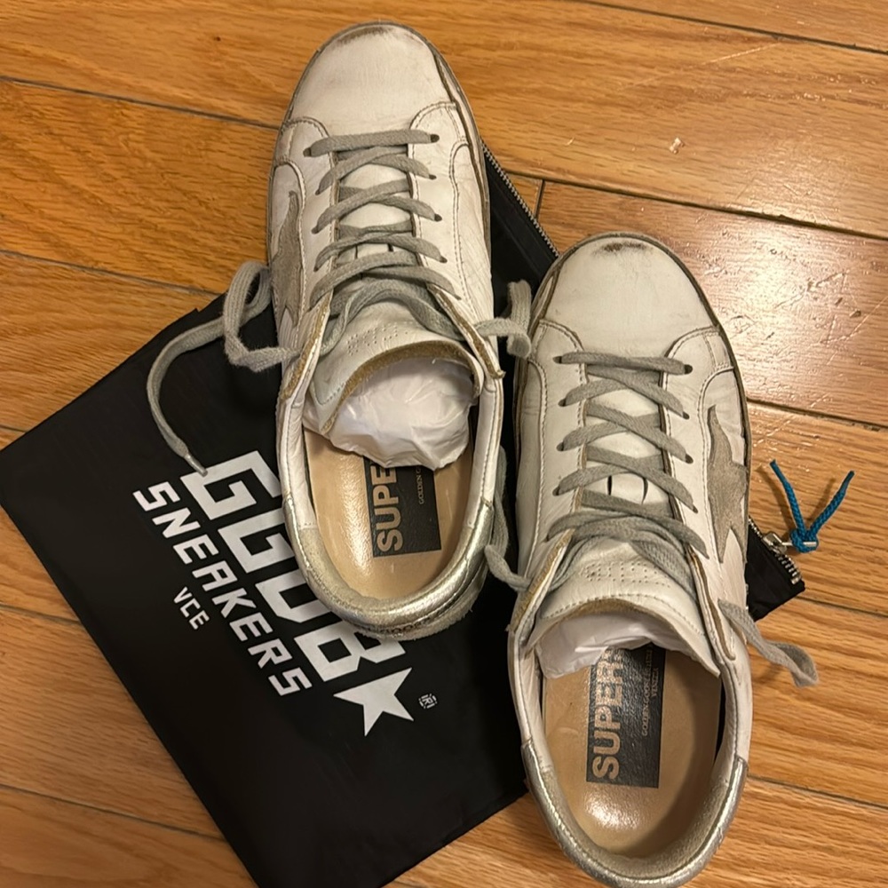 GOLDEN GOOSE-Star Low Top Leather Sneaker.WhiteIceSilver. 36.Made in Italy.Worn.